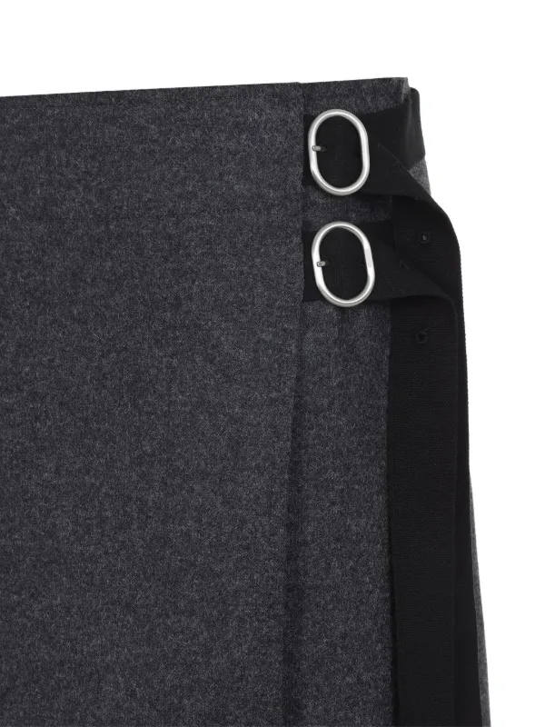 JIL SANDER+ ラップタイ ウールミディスカート | ブラック