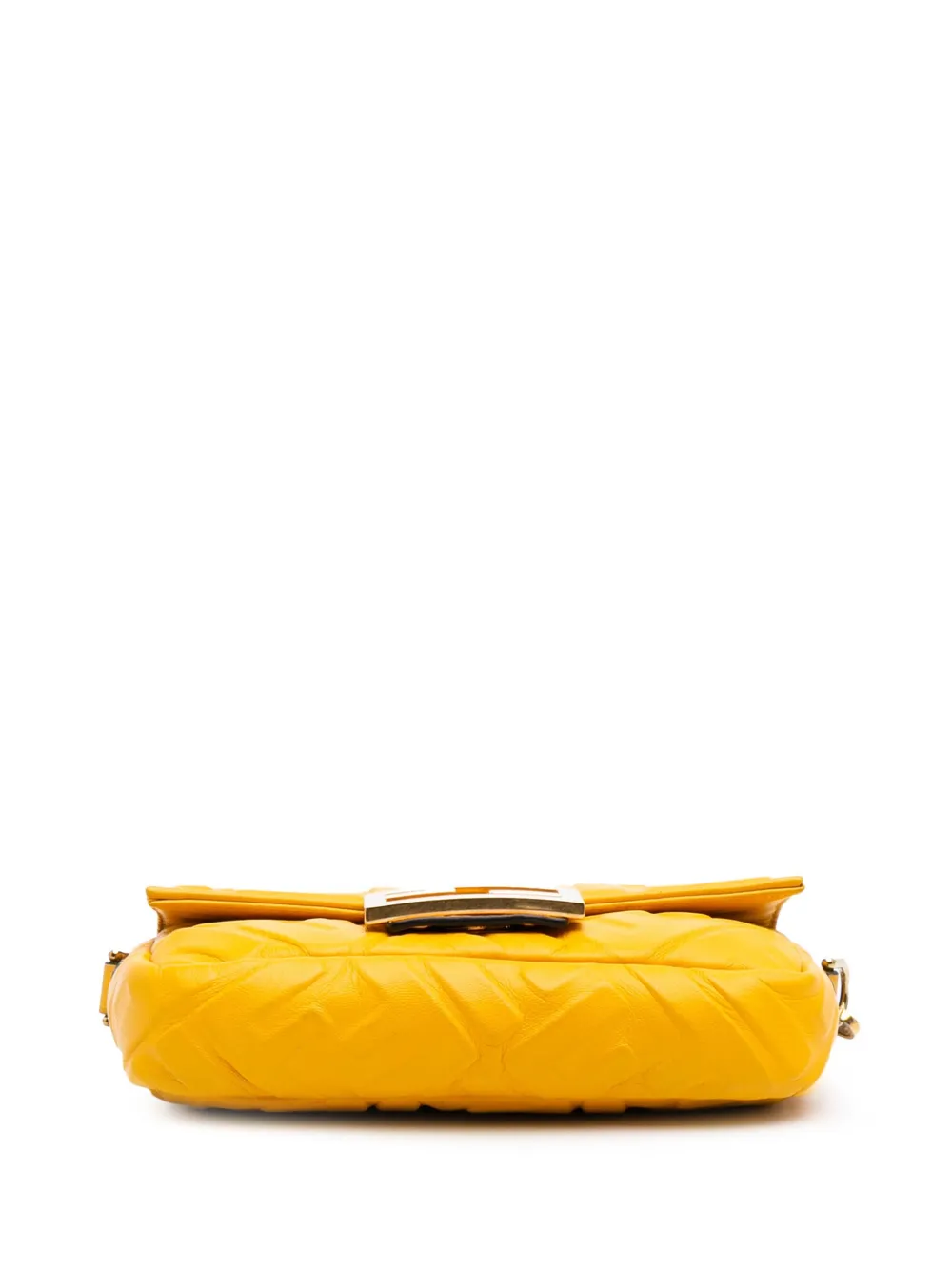 Pre-owned Fendi 2010-2025 Mini Zucca Embossed Leather Baguette Satchel