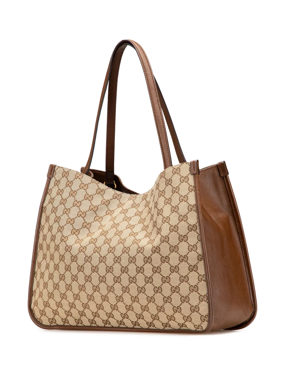 Pre-owned Gucci 2000-2015 Medium Gg Canvas Horsebit 1955 Tote Bag In Brown