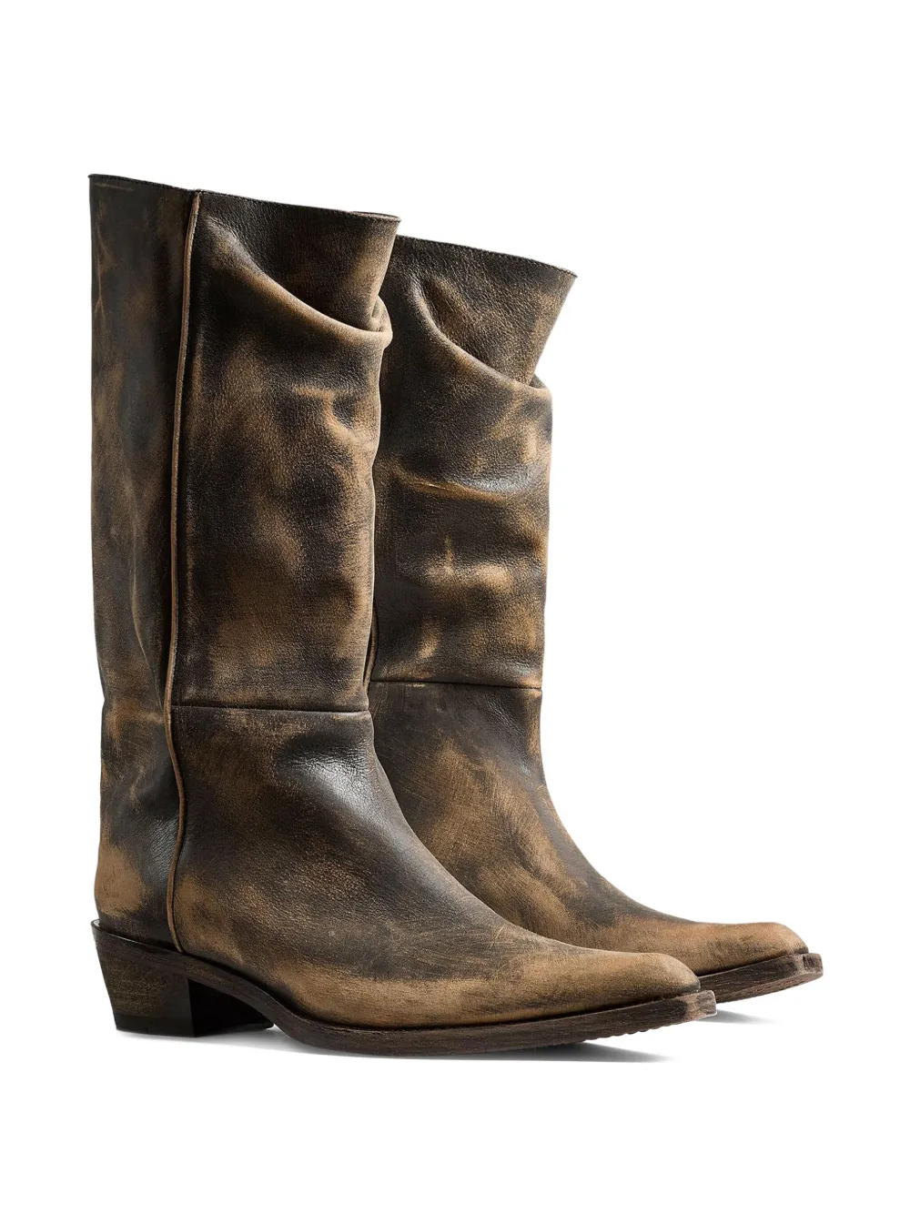 KHAITE calf leather pointed-toe boots Brown