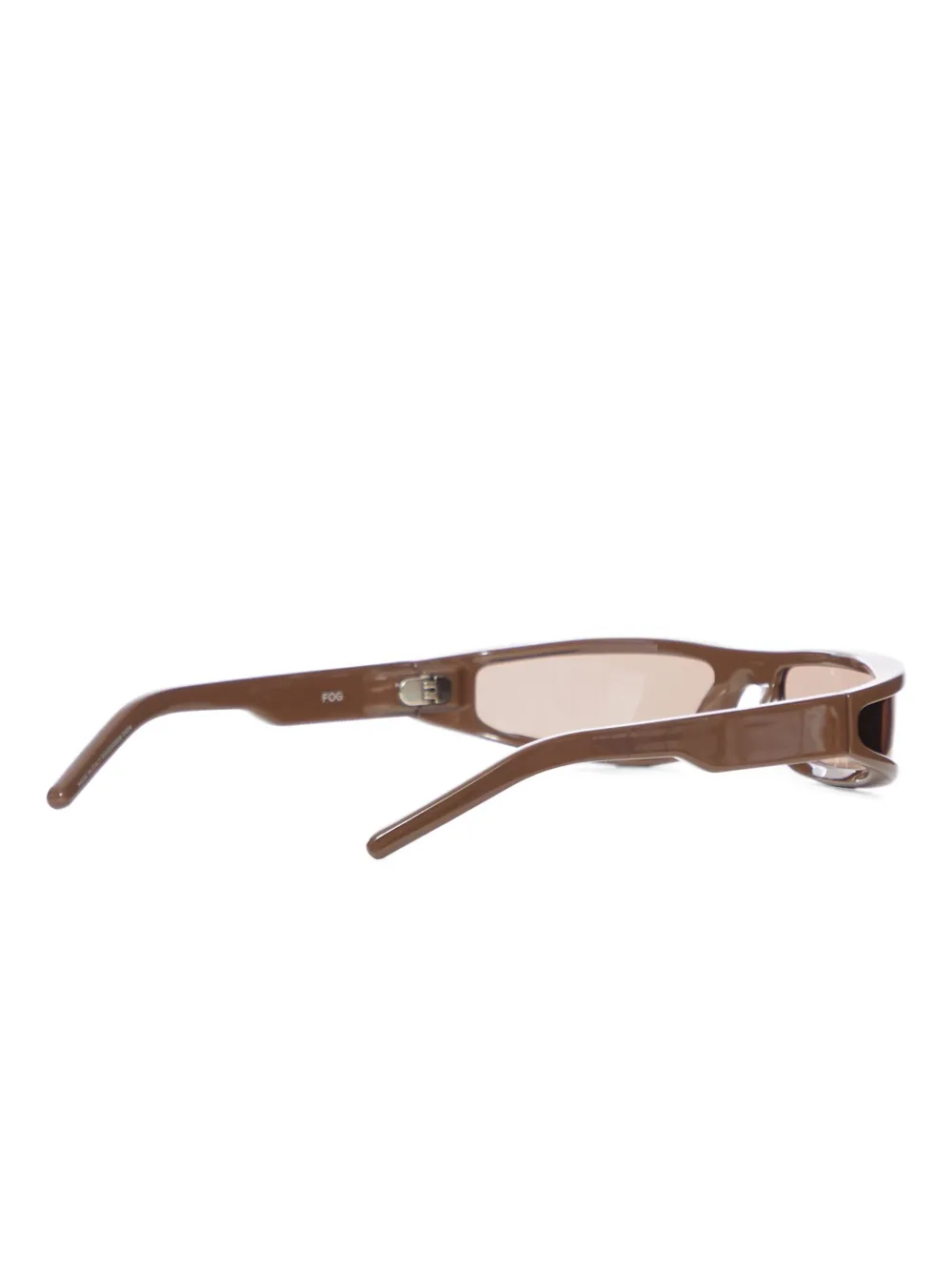 Rick Owens Zonnebril met gewelfde tempel en rechthoekig montuur 0404 BROWN