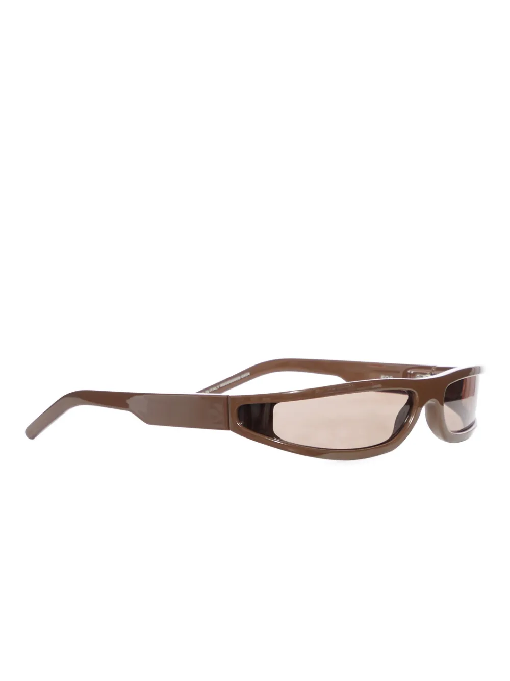 Rick Owens Zonnebril met gewelfde tempel en rechthoekig montuur 0404 BROWN