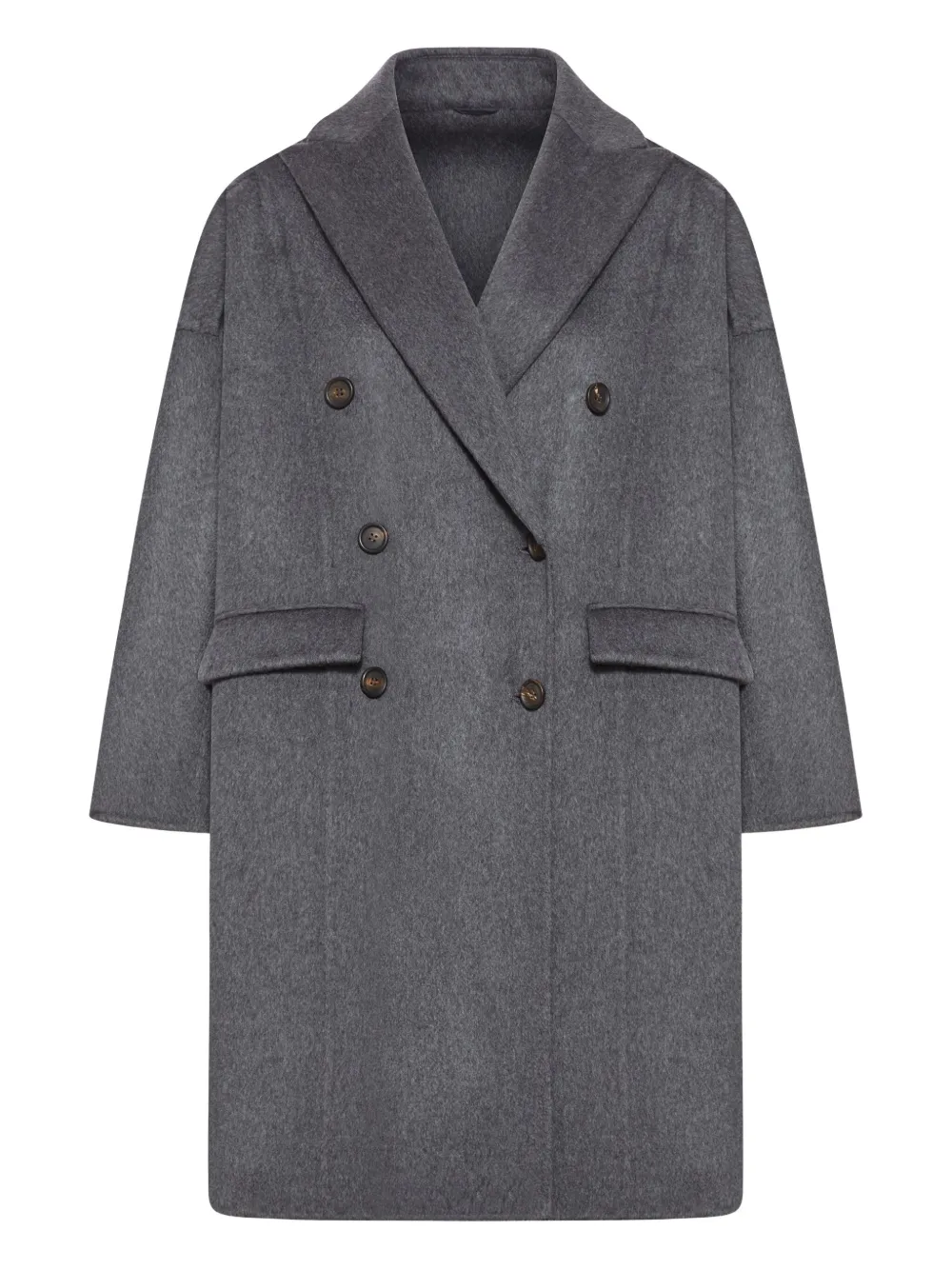 Brunello Cucinelli double-breasted cashmere coat Grijs
