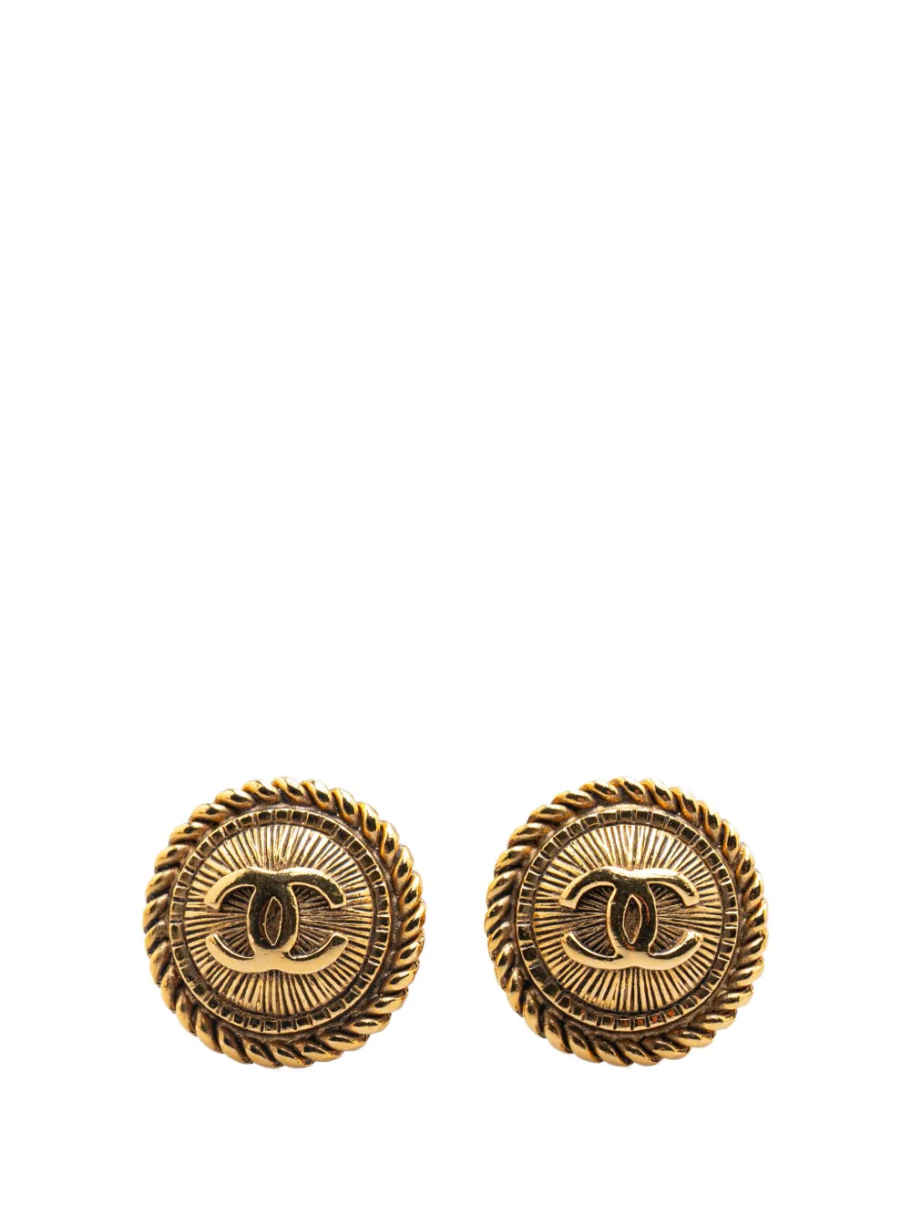 CHANEL Pre-Owned 1970-1980 ゴールドプレーテッド ココマーク ボタン クリップオン コスチューム イヤリング - CHANEL Pre-Owned 1970-1980 ゴールドプレーテッド ココマーク ボタン クリップオン コスチューム イヤリング -