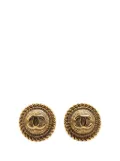 CHANEL Pre-Owned 1970-9180 Gold Plated CC Button Clip on Earrings costume earrings