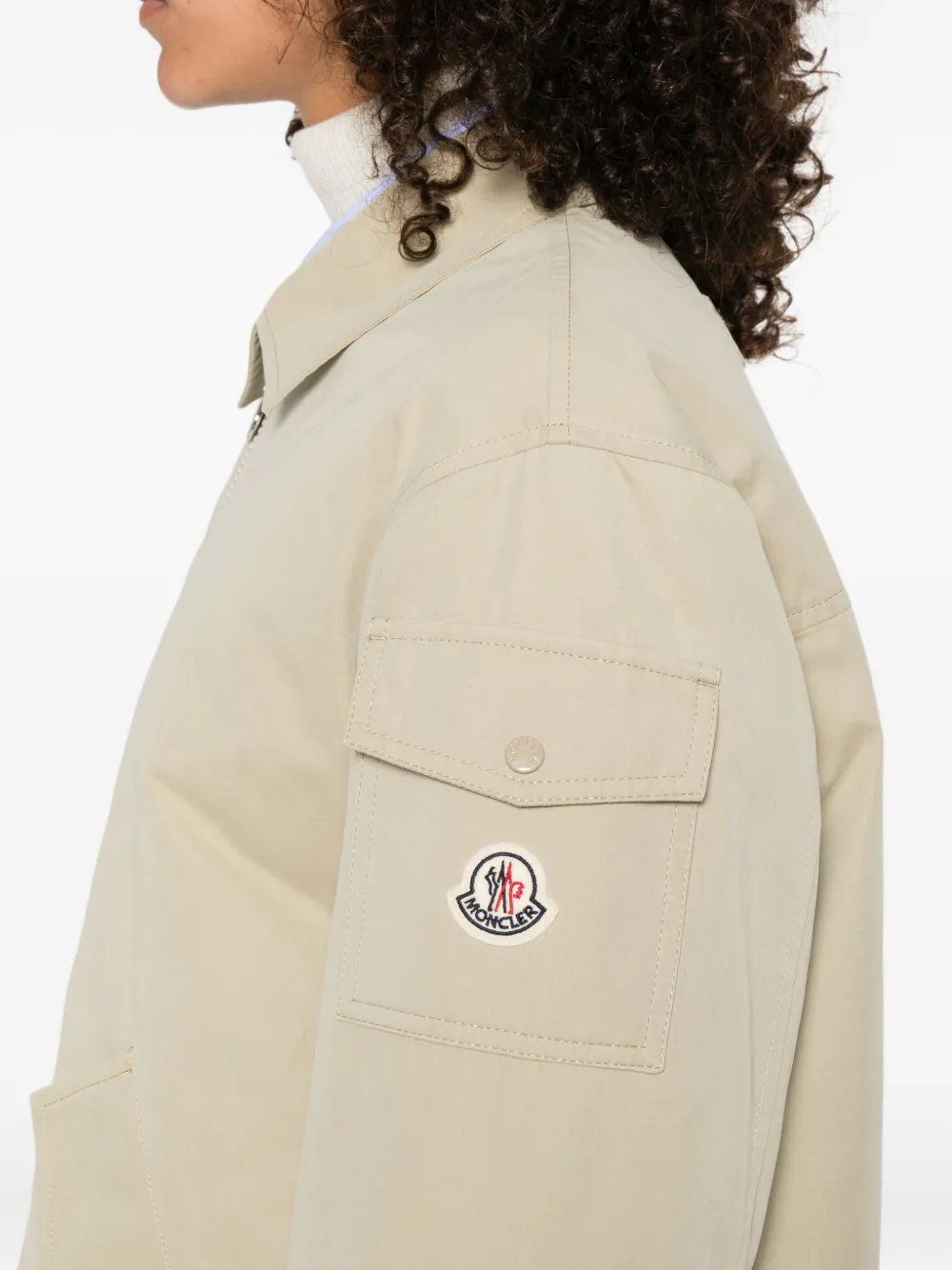 Moncler quilted zip-up jacket Beige