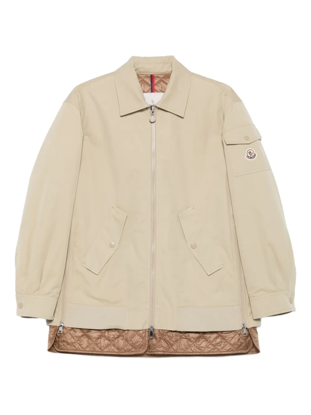 Moncler quilted zip-up jacket Beige