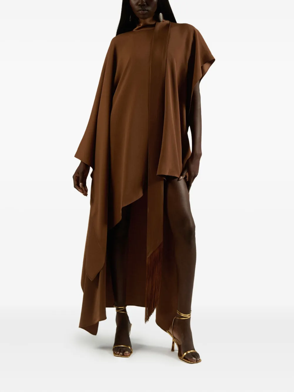 Taller Marmo California asymmetric fringe dress Bruin
