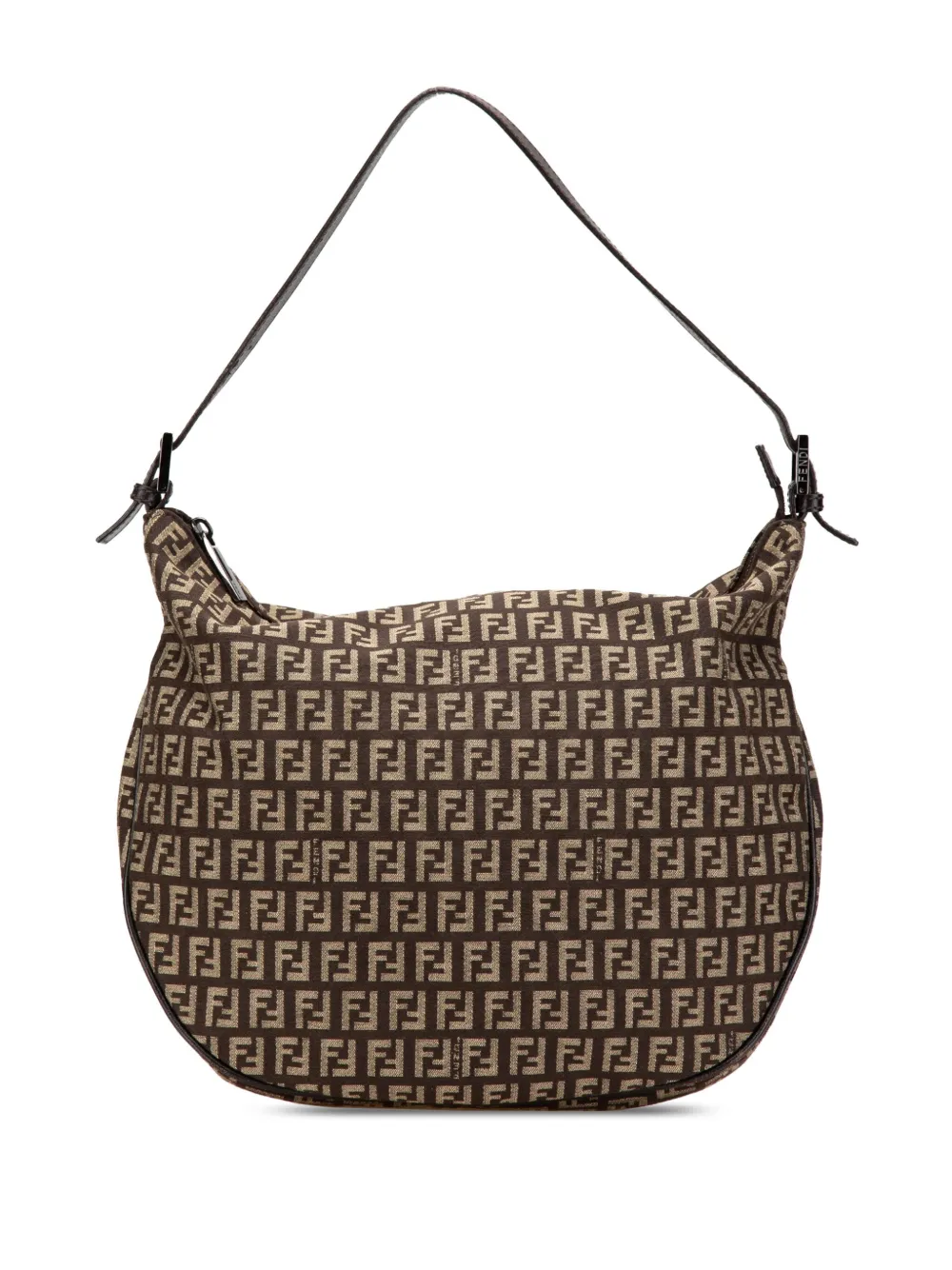 Pre-owned Fendi 2000-2010 Zucchino Canvas Shoulder Bag In Brown