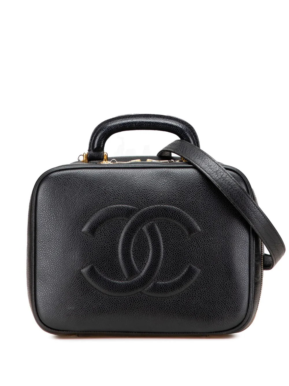 CHANEL Pre-Owned 1996-1997 ココマーク キャビア バニティケース サッチェルバッグ - ブラック CHANEL Pre-Owned 1996-1997 ココマーク キャビア バニティケース サッチェルバッグ - ブラック