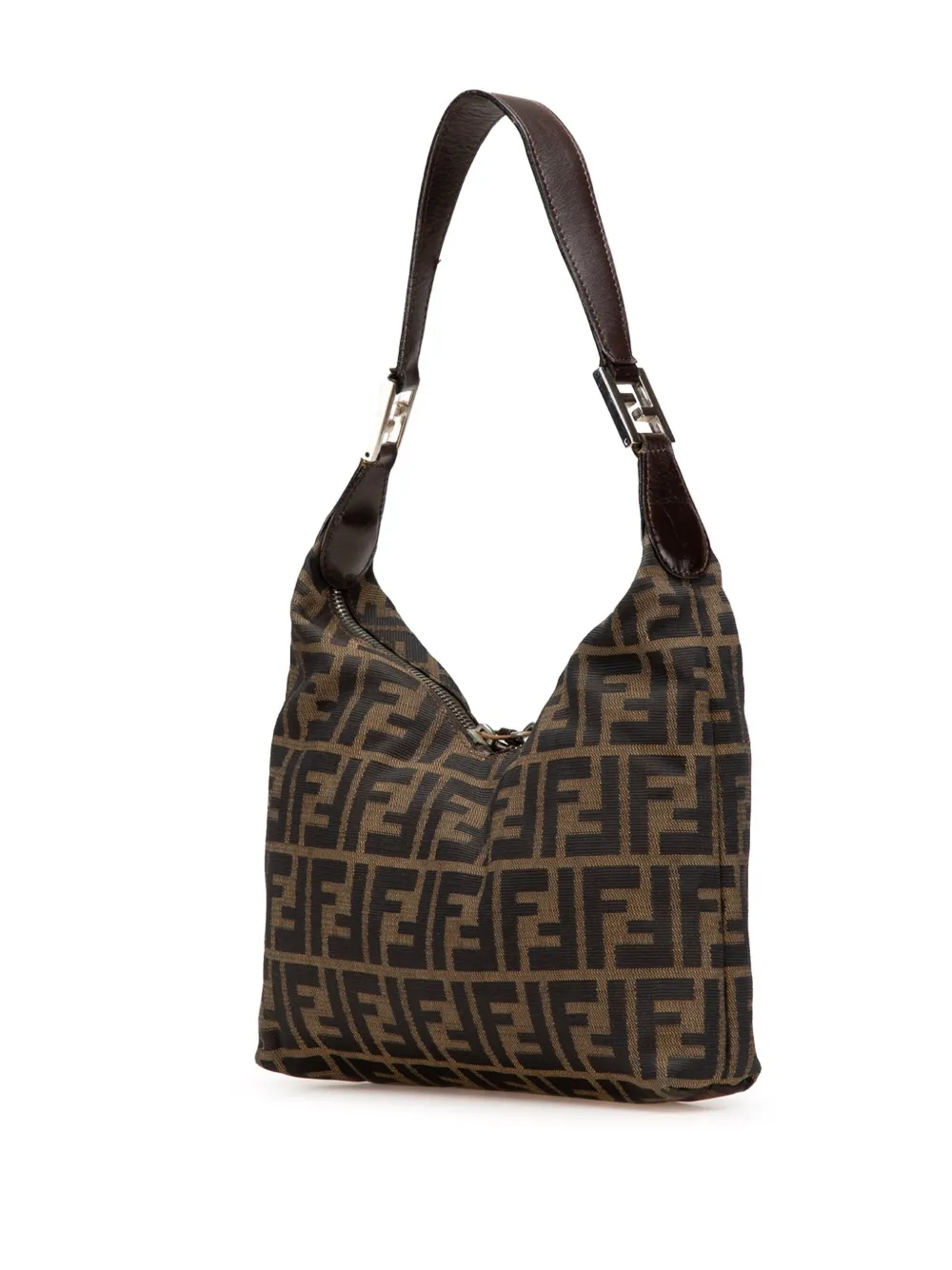 Pre-owned Fendi 2000-2010 Zucca Canvas Shoulder Bag In Brown
