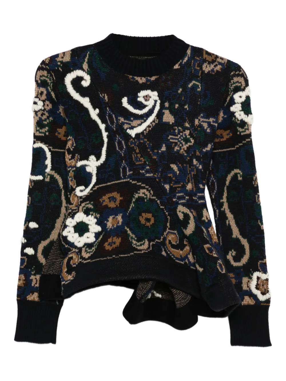 Sacai floral-pattern embellished sweater Blauw