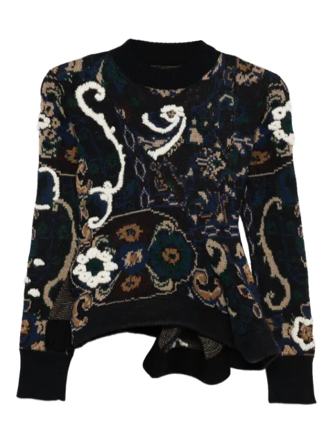 sacai floral-pattern embellished sweater