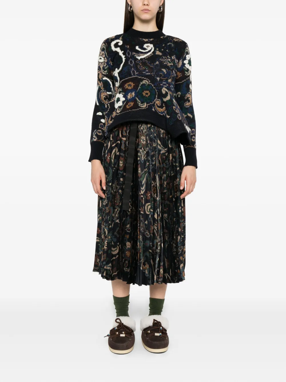 sacai Trui verfraaid met bloemen patroon Blauw