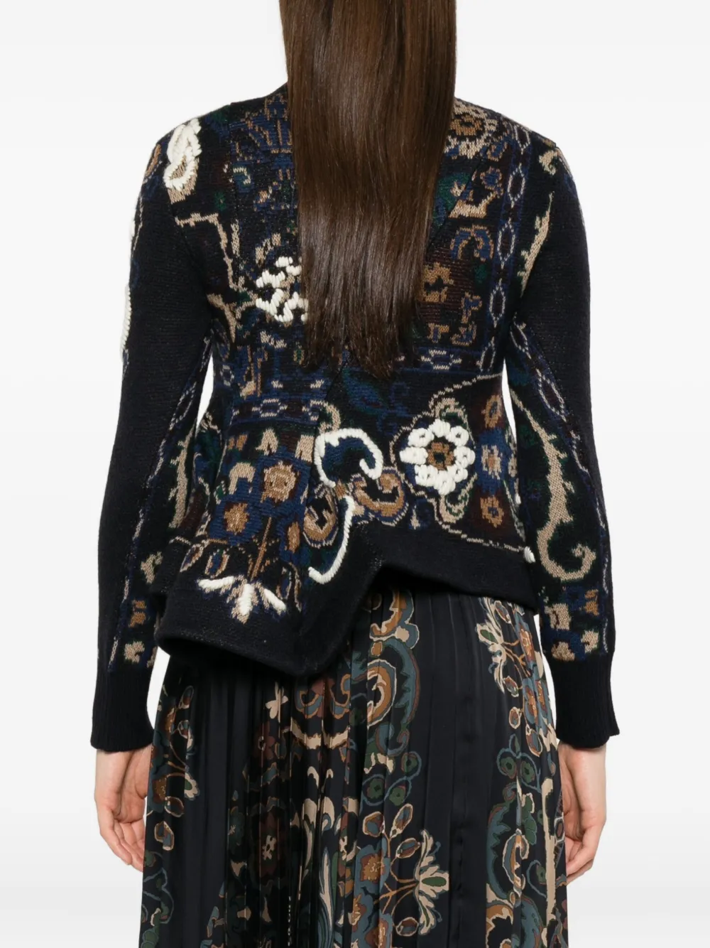 sacai Trui verfraaid met bloemen patroon Blauw
