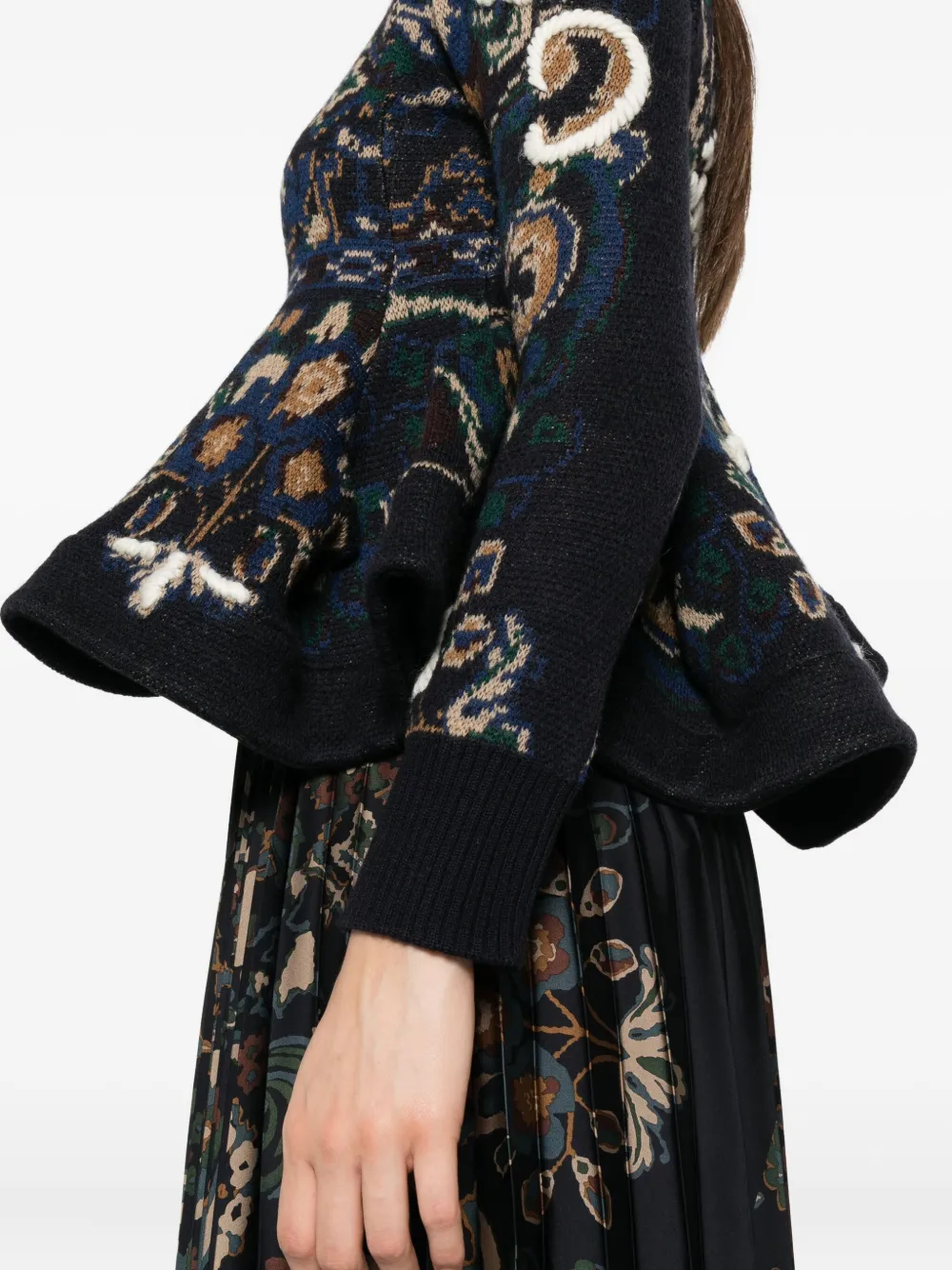 sacai Trui verfraaid met bloemen patroon Blauw