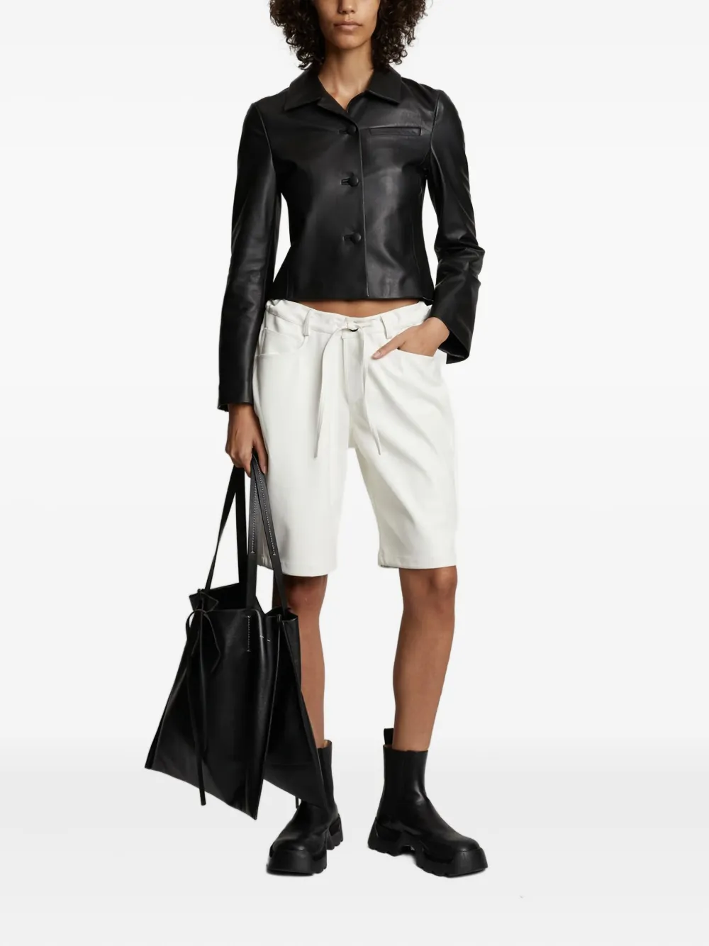 Proenza Schouler shopper van nappa leer met strikdetail - Zwart