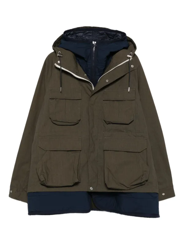 Sacai Hooded multi-pocket Coat | Green | FARFETCH