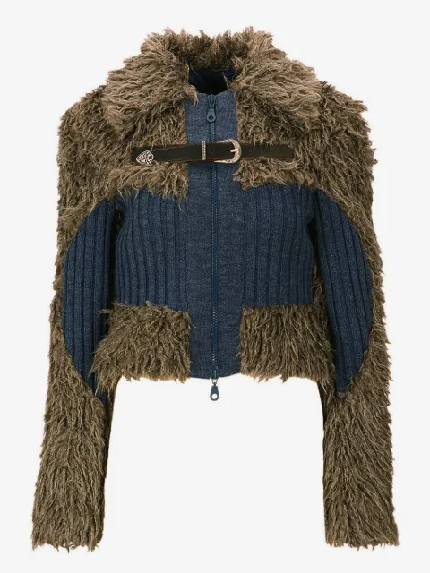 Andersson Bell Olga belted panelled shearling cardigan