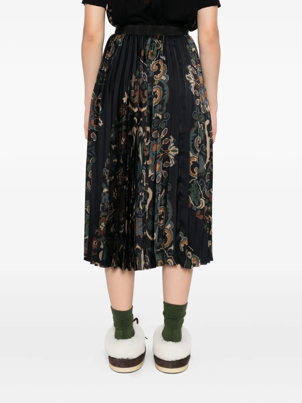 sacai pleated paisley print skirt Blauw