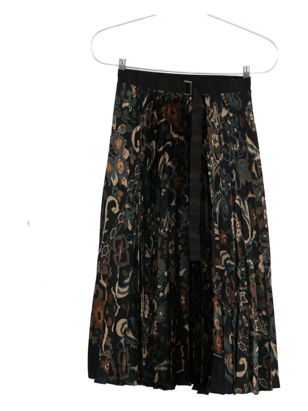 Sacai pleated paisley print skirt Blauw