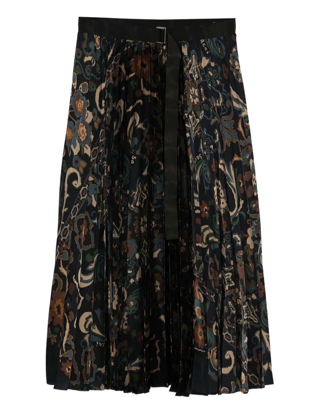 sacai pleated paisley print skirt Blauw