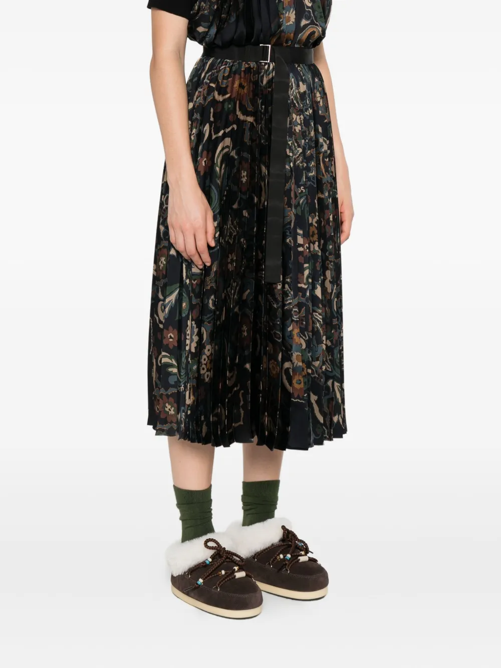 sacai Plooirok met paisley-print Blauw