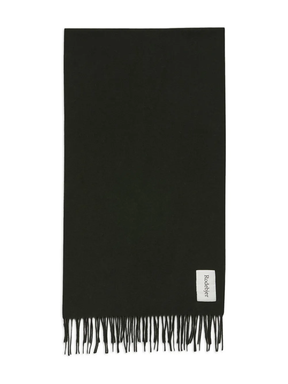 Rodebjer Wega fringed wool scarf Groen