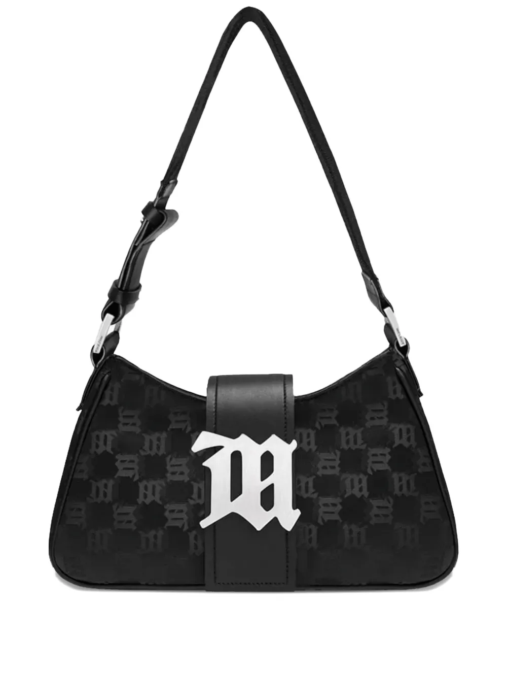 MISBHV medium monogram-detail shoulder bag Zwart