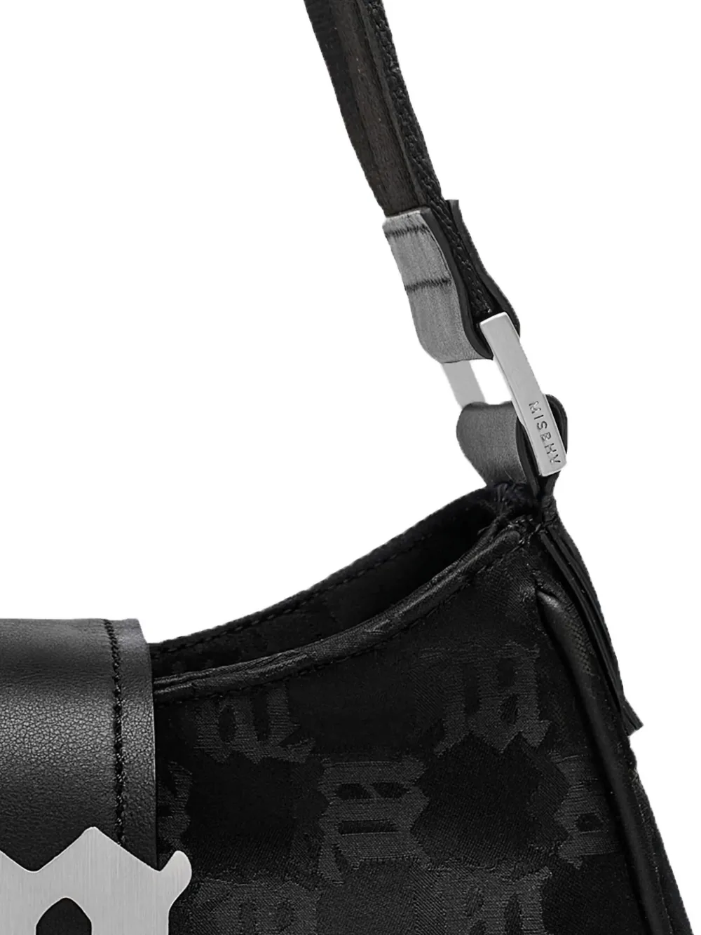 MISBHV Medium schoudertas met monogramdetail Zwart