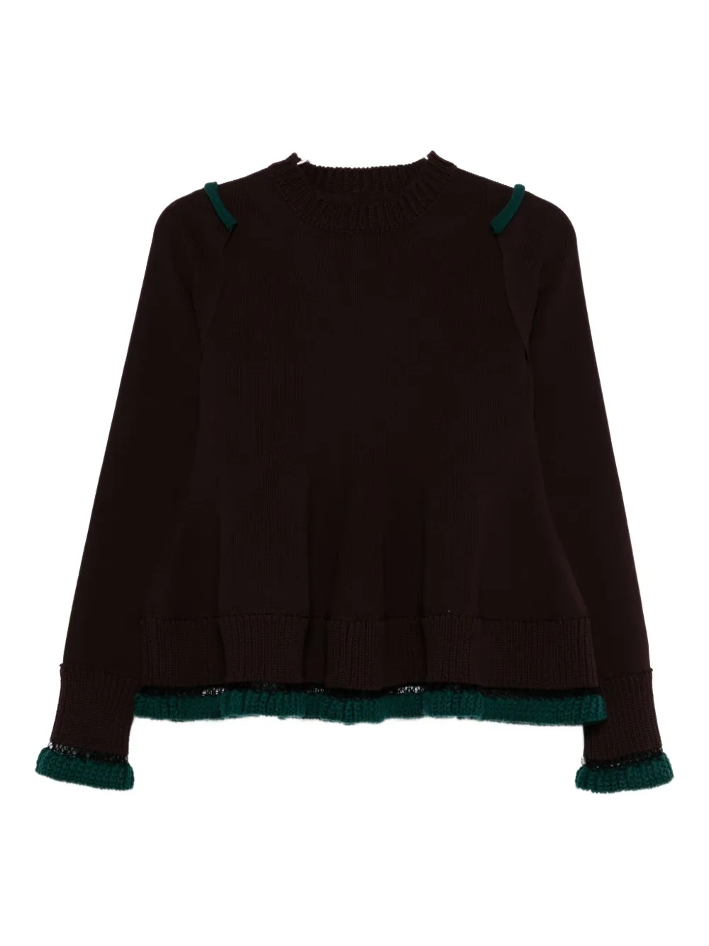 Sacai ruffled trim wool jumper Bruin