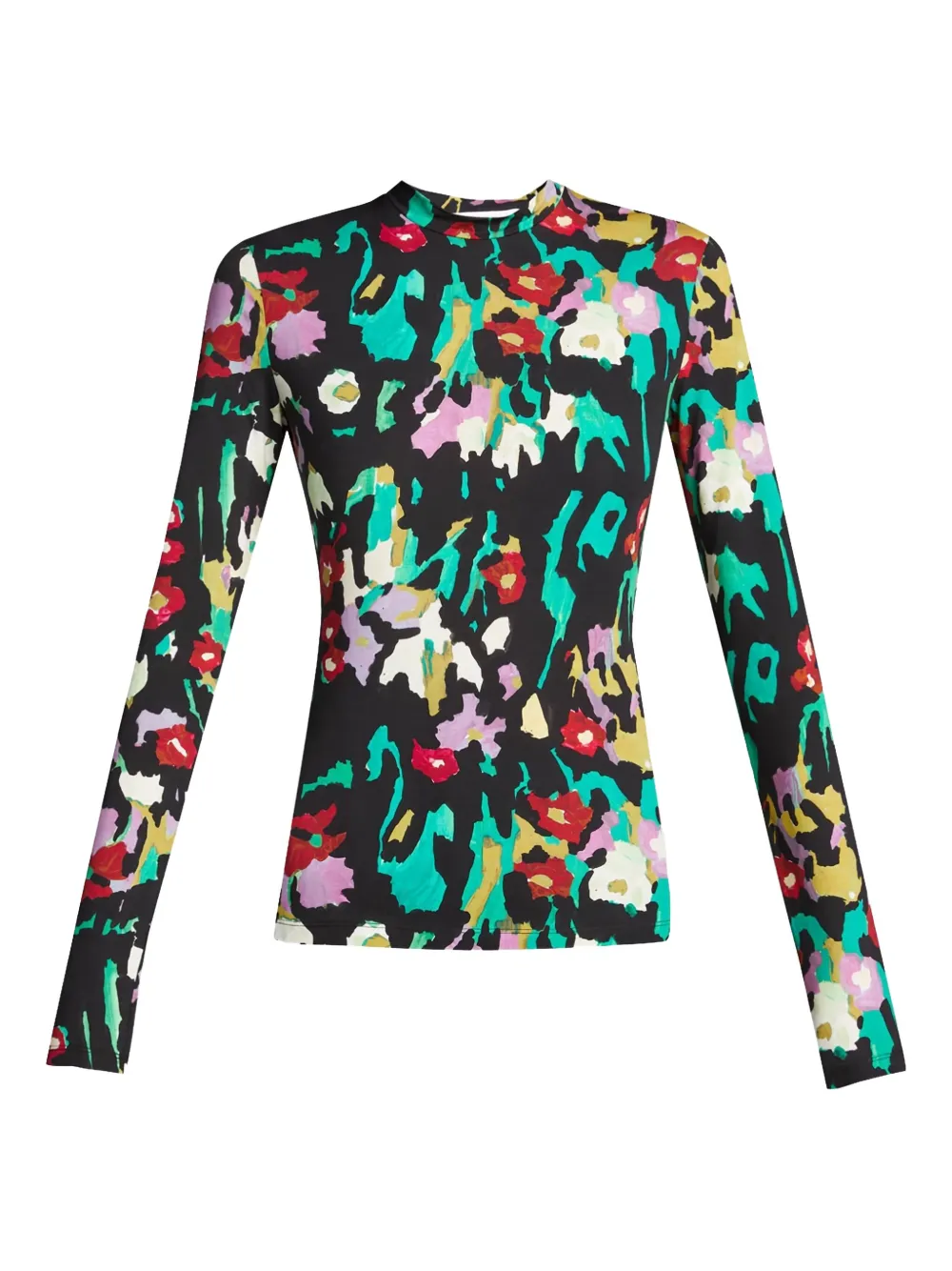 Proenza Schouler painted floral turtleneck top Zwart