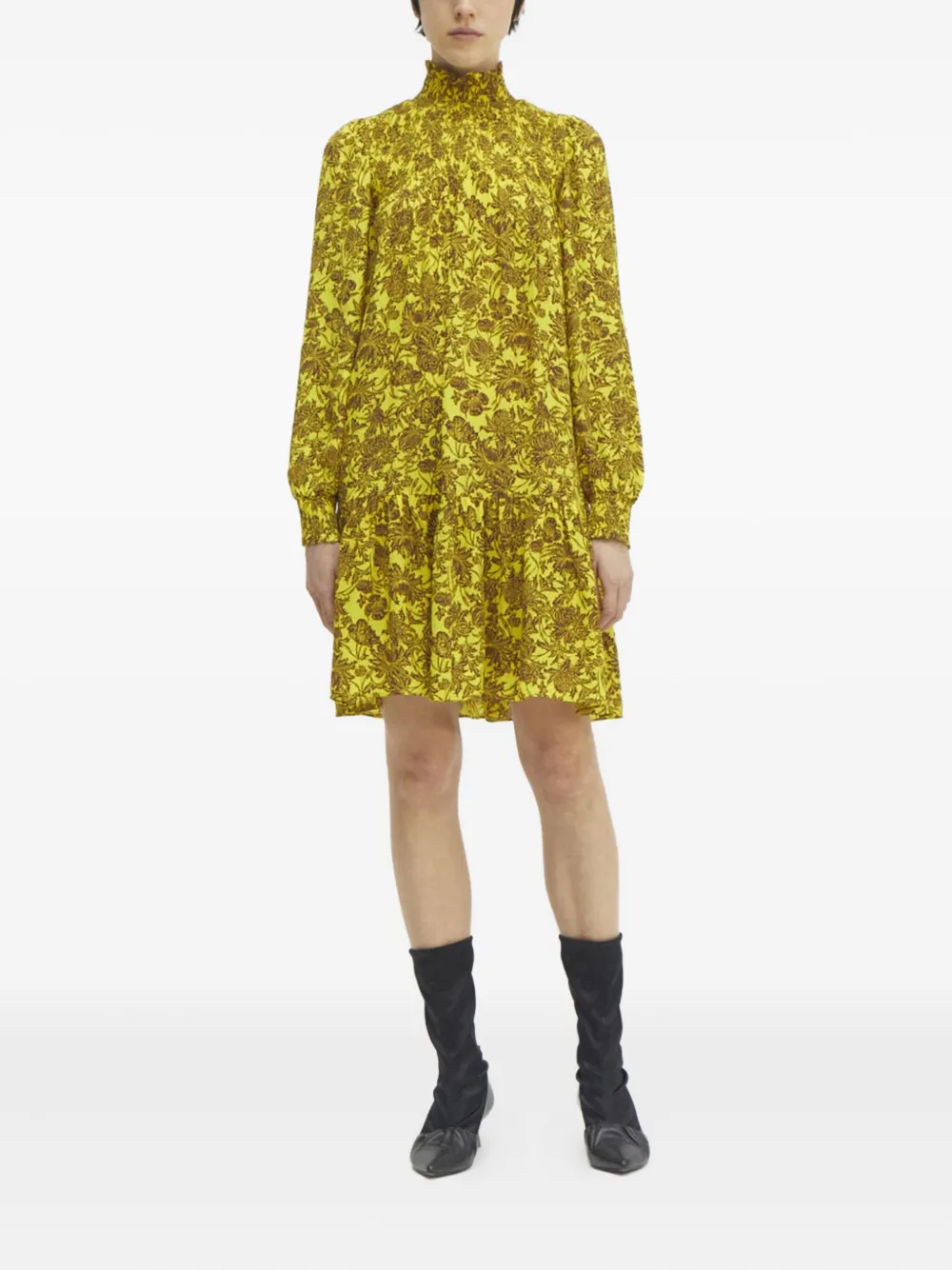 Rodebjer floral-print midi dress Geel