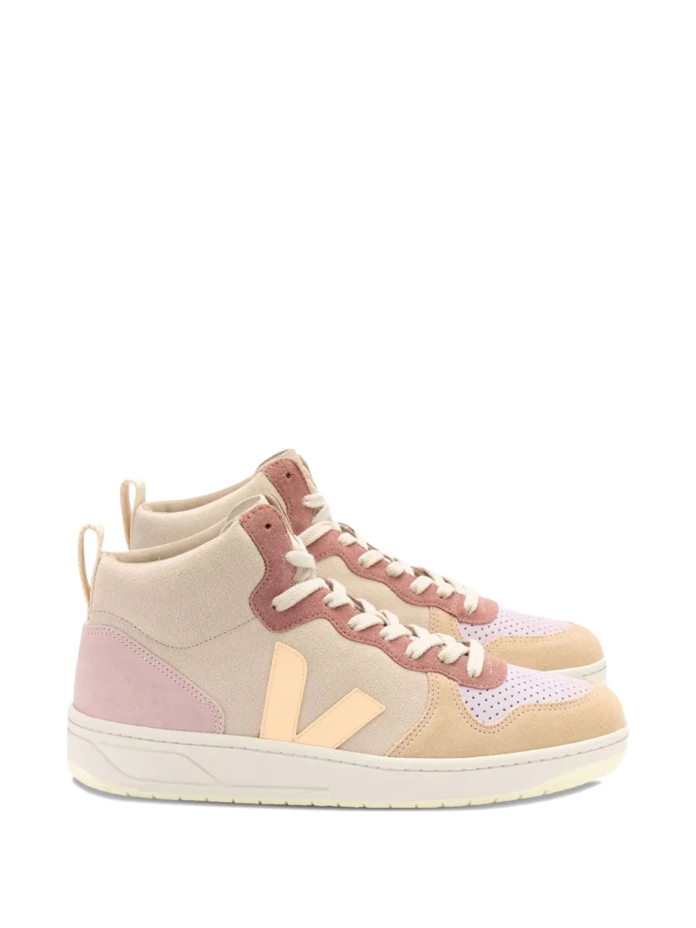 VEJA V-15 suede high-top sneakers Neutrals