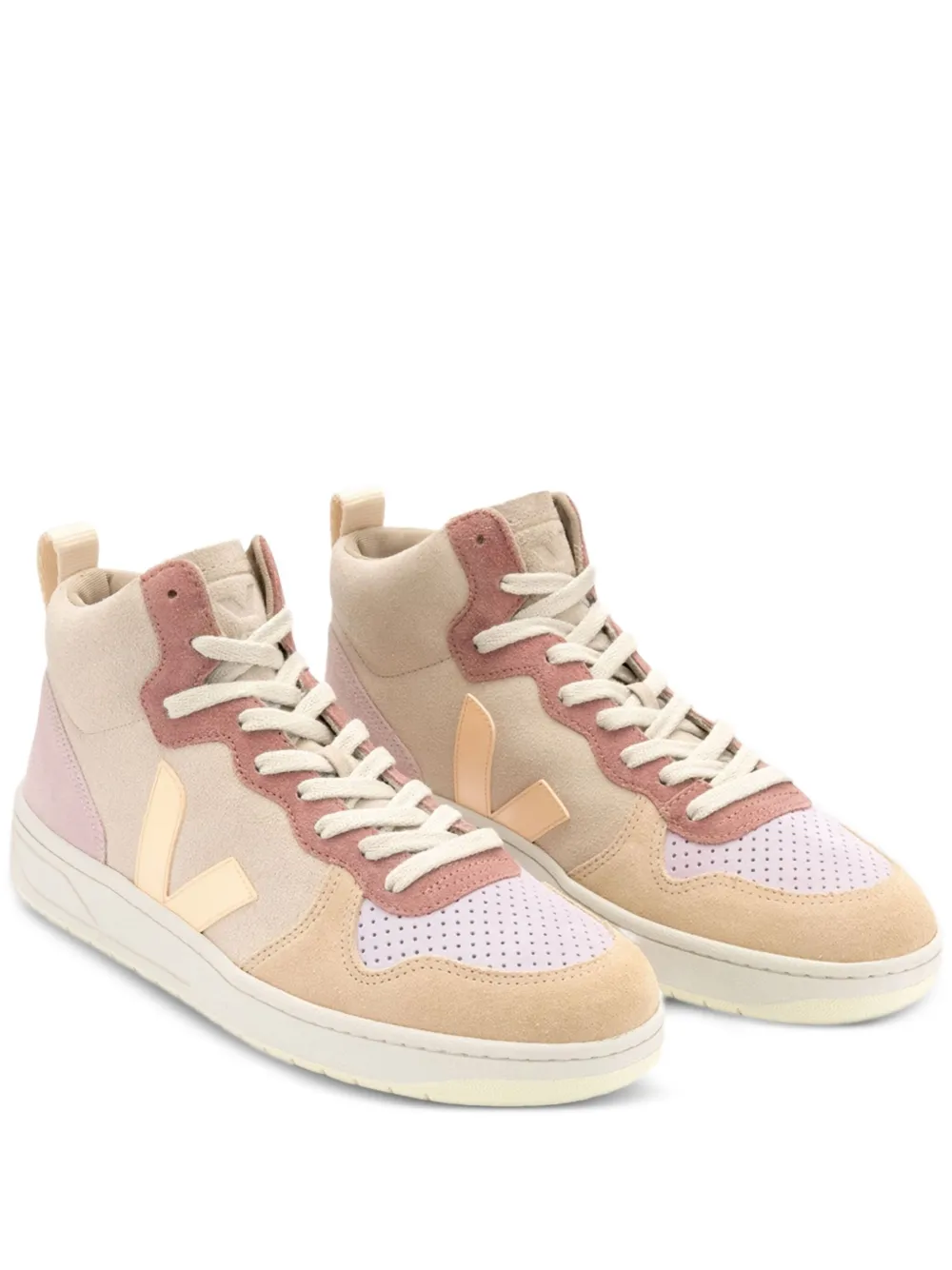 VEJA V-15 suede high-top sneakers Neutrals