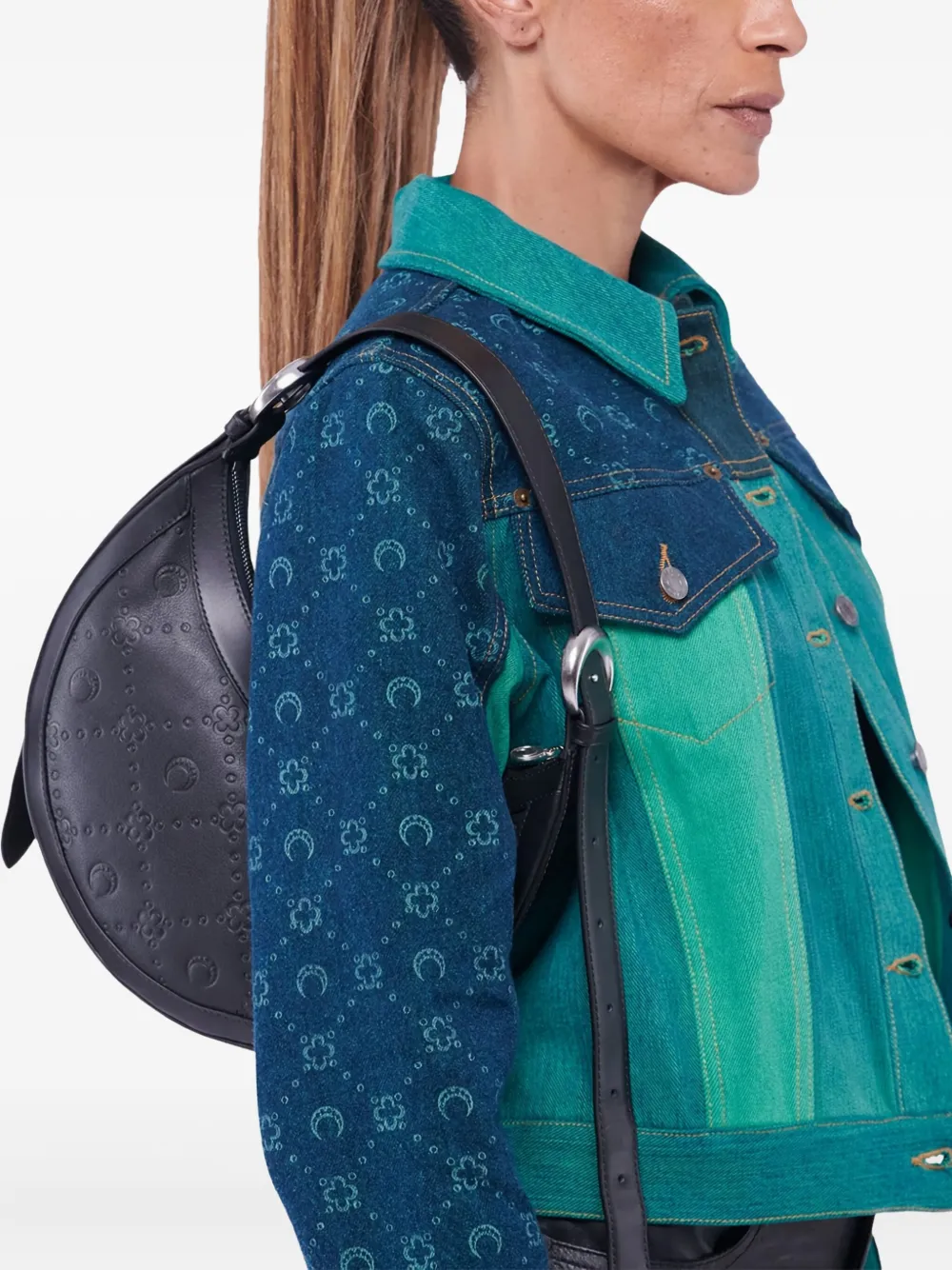 Marine Serre embossed-logo pattern handbag - Zwart