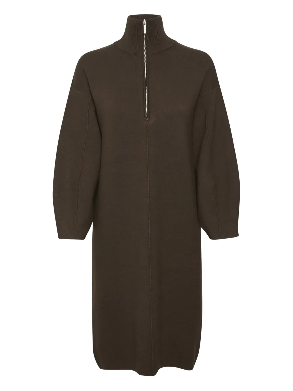 Gestuz Zip-front Mini Dress In Brown