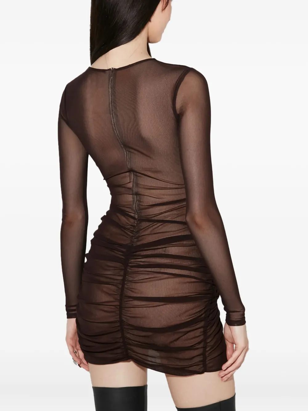 MISBHV Mini-jurk met gedraaide voorkant en mesh Zwart
