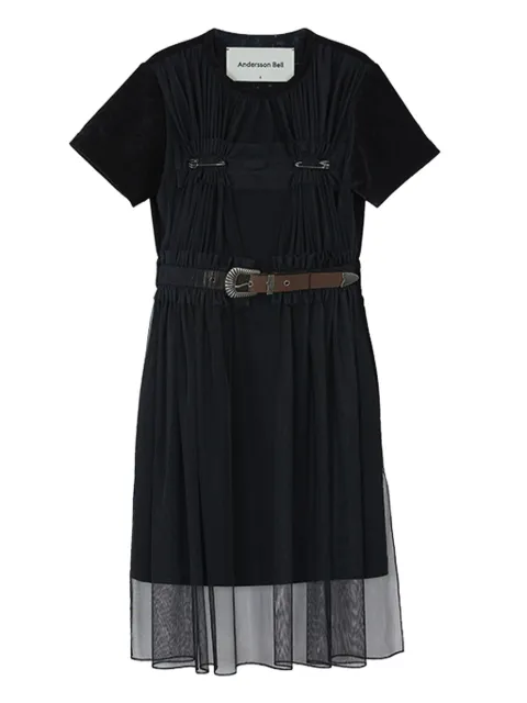 Andersson Bell mesh belted midi dress