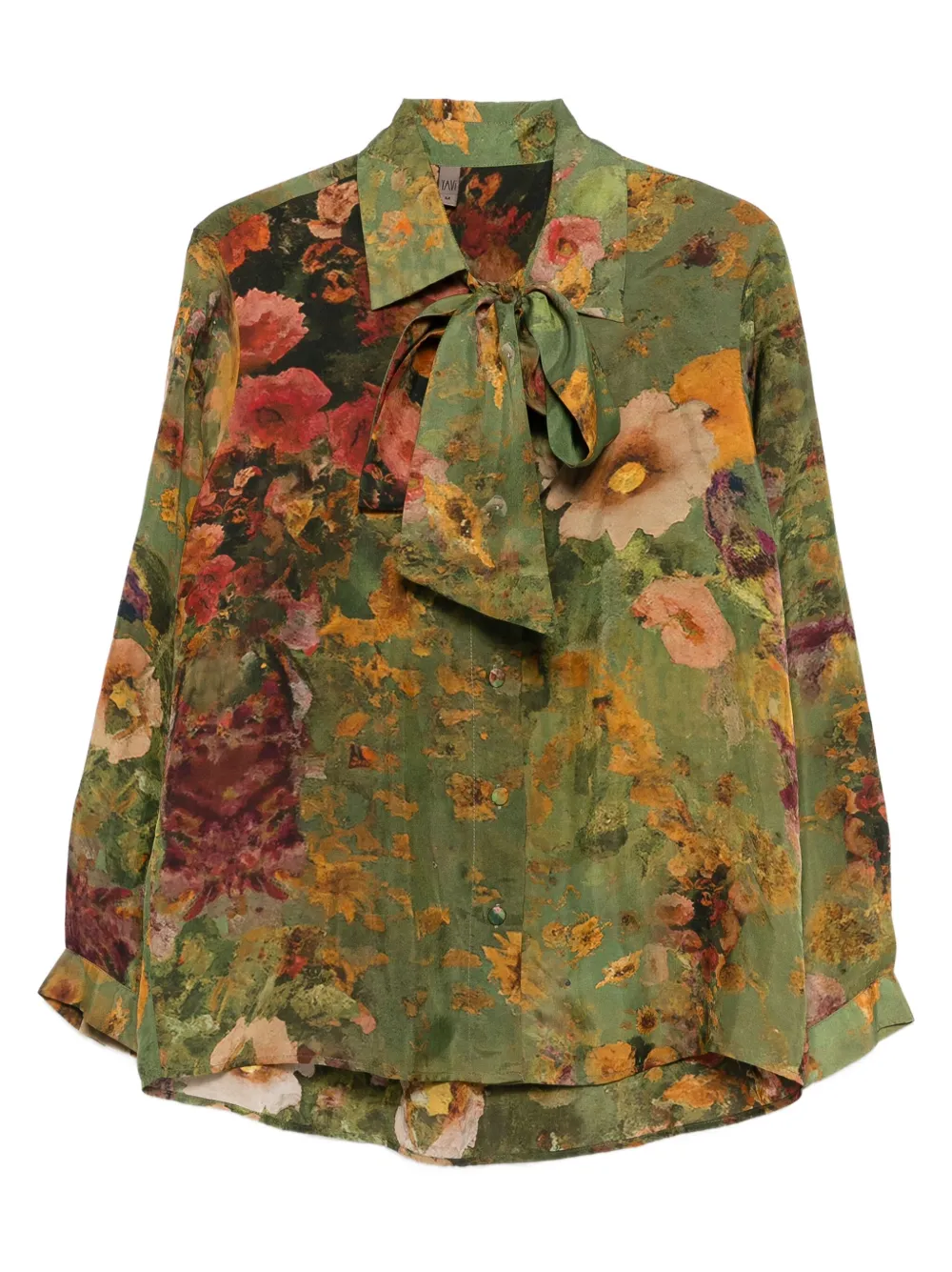 YAVI floral-print tie-neck top | Green | Image 1