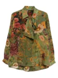 YAVI floral-print tie-neck top - Green