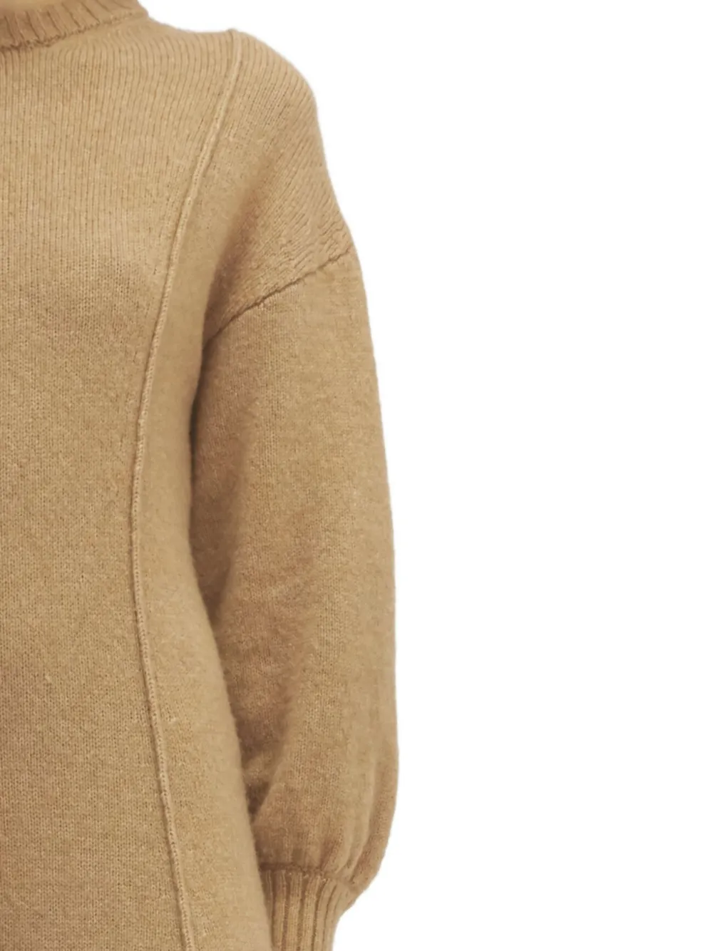 Rodebjer Tanner merino wool seam detail midi dress Bruin