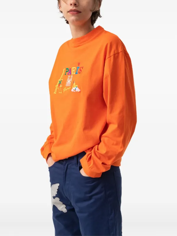 CARNE BOLLENTE Kisses From Paris Embroidered t-shirt | Orange