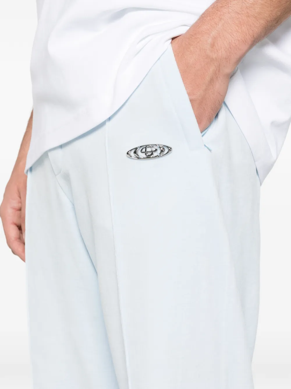 Casablanca Fluwelen trainingsbroek met logoplakkaat Blauw
