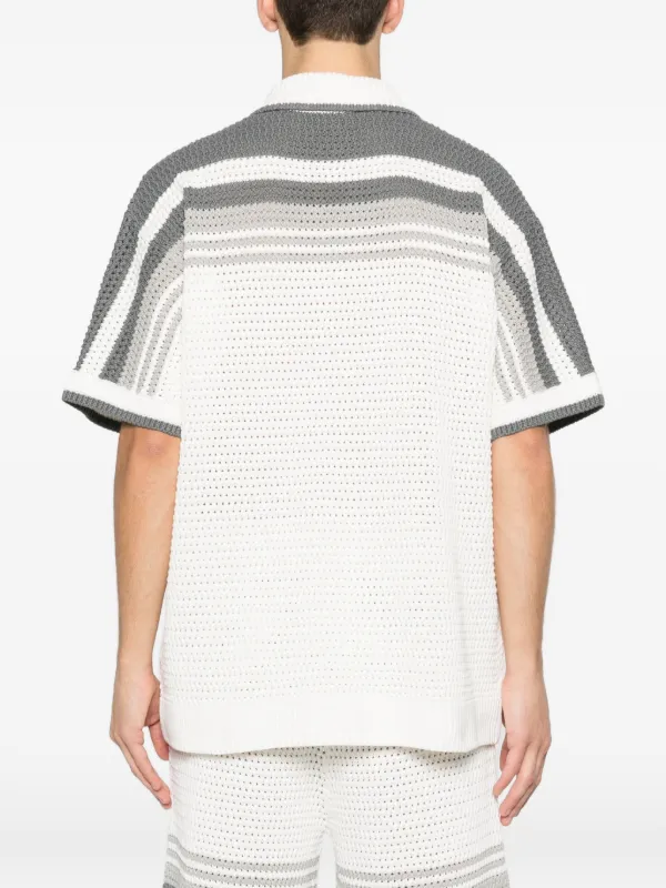 Casablanca Tennis Striped Button Short Sleeve Shirt | White | FARFETCH
