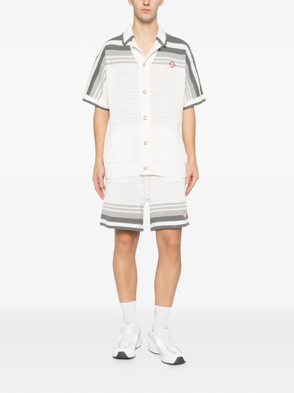 Casablanca Gestreept gehaakt overhemd - Wit