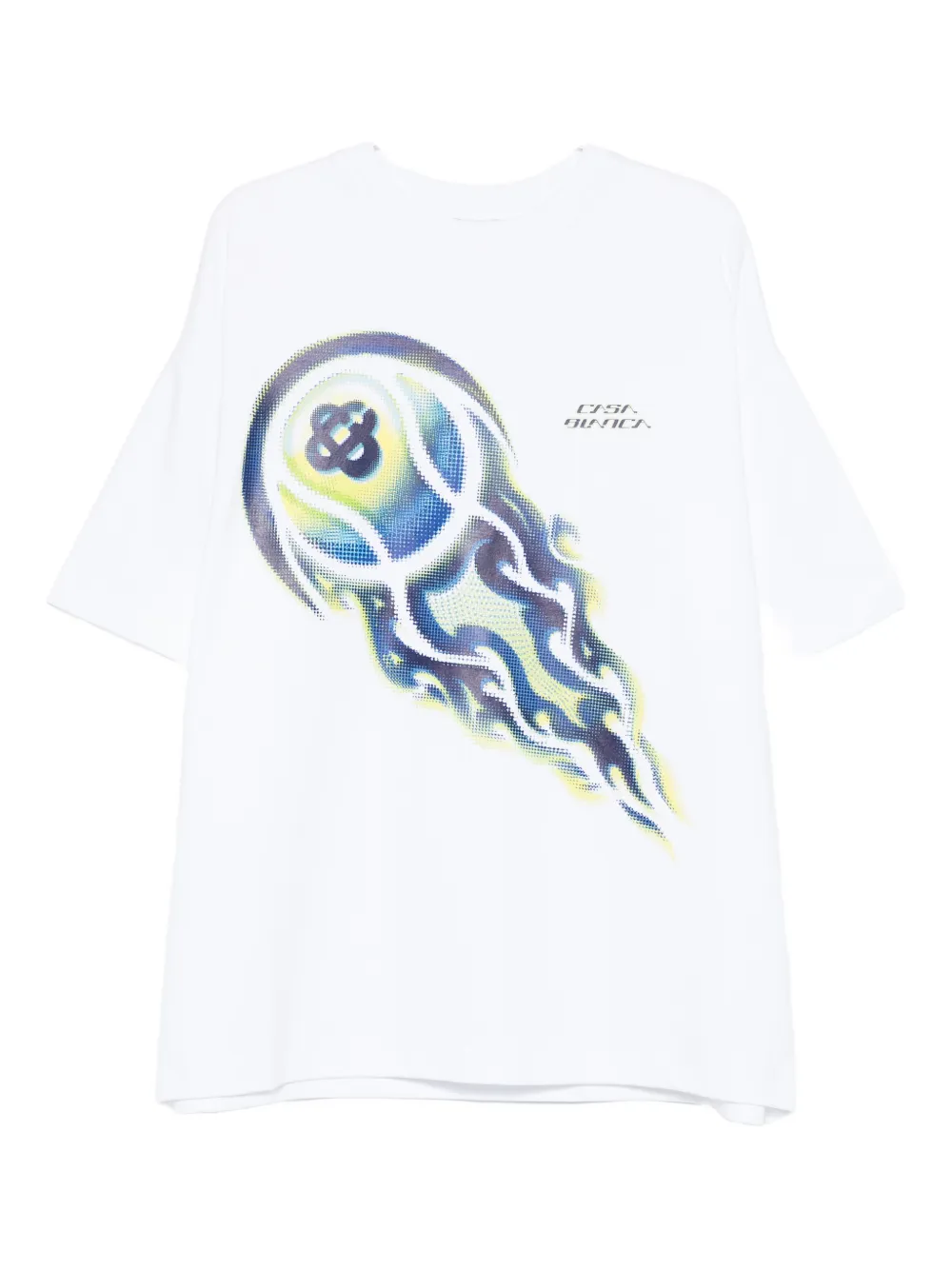 Casablanca flaming tennis ball tee T-shirt - Bianco