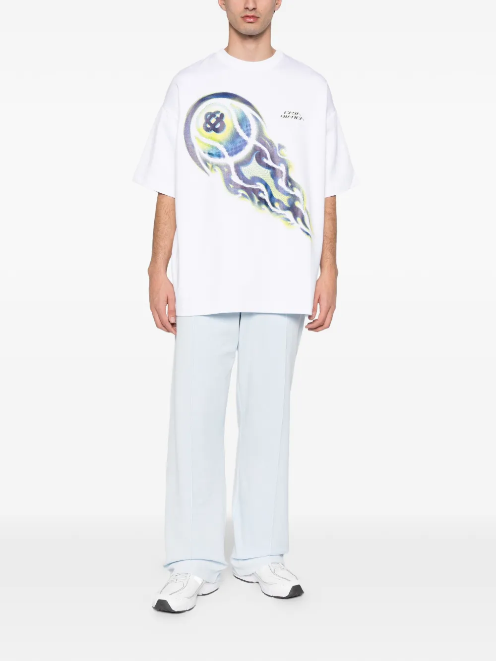 Casablanca flaming tennis ball tee T-shirt - Wit