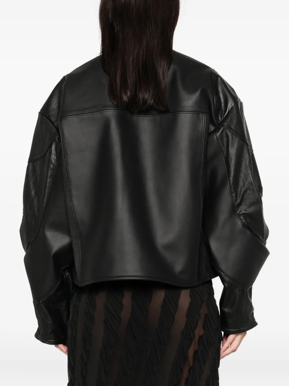 Anni Salonen Rose-detail Leather Jacket In Black