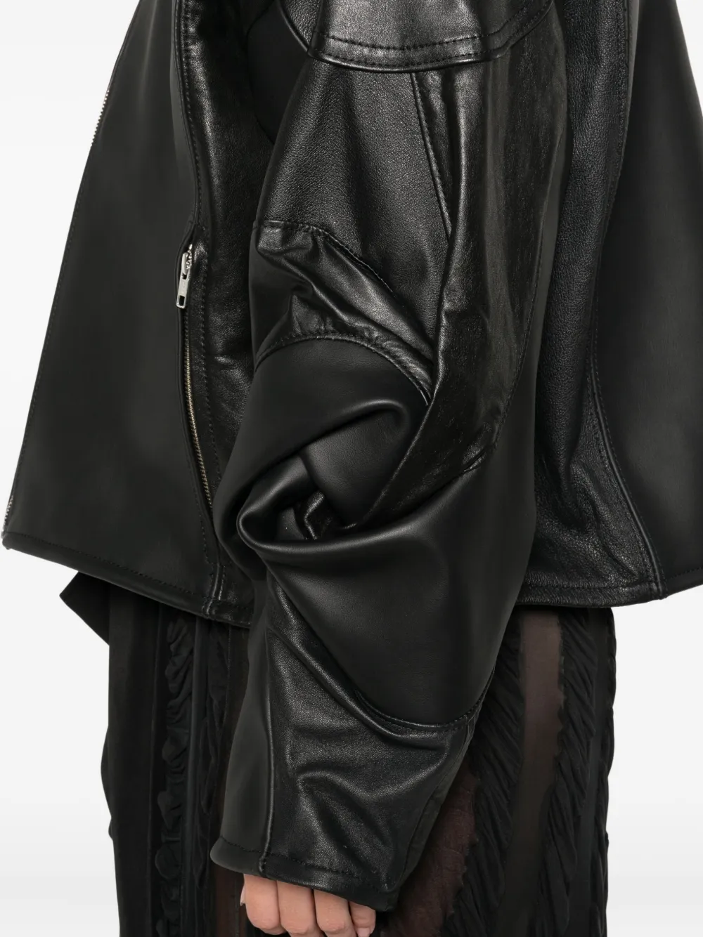 Anni Salonen Rose-detail Leather Jacket In Black
